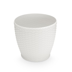 IN519- VASO RATTAN RED GDE BRANCO - INJEPLASTEC