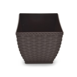IN632-VASO CACHEPOT RATTAN MINI QUADR COFEE 2,1LTS- INJEPLASTEC