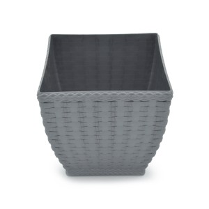 IN637-VASO CACHEPOT RATTAN P QUADR CINZA 4LTS- INJEPLASTEC