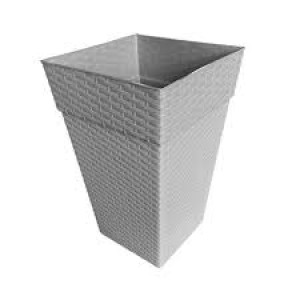 P512-VASO COLUNA RATTAN M CINZA 17,5LTS-PLASNEW