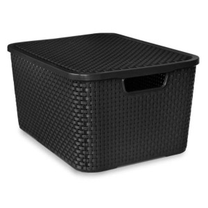 25593-ORGANIZADOR RATTAN TPA 15LTS PRETO- ARQPLAST
