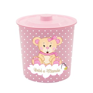 BM2063-BEBE & MAMÃE LIXEIRA REDONDA ROSA-MONTE LIBANO