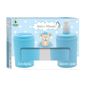 BM2071-BEBE & MAMÃE PORTA ALGODÃO E SABONETE AZUL-MONTE LIBANO
