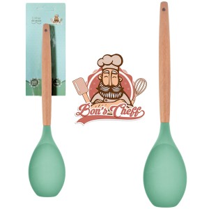 5137-COLHER SILICONE ACHATADA VERDE CB MADEIRA - CP