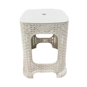 IN2140-BANQUETA RATTAN BRANCA-INJEPLASTEC