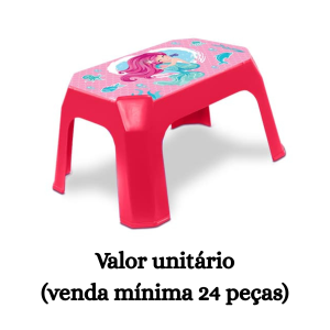 #ATACADO-VALOR UNITÁRIO P/24 PÇS-BANQUETA INFANTIL ROSA LABEL- ARQPLAST