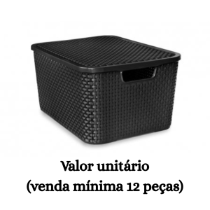#ATACADO-VALOR UNITÁRIO P/12 PÇS-ORG RATTAN TPA 07 LTS PRETO- ARQPLAST