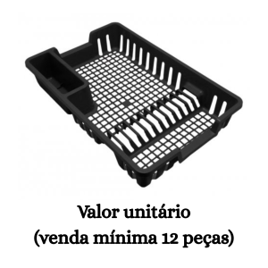 #ATACADO-VALOR UNITÁRIO P/12 PÇS-ESCORREDOR DE LOUÇA PRETO - ARQPLAST