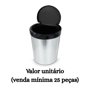 #ATACADO-VALOR UNITÁRIO P/25 PÇS-LIX 10LTS REDONDA CLICK INOX(TPA)- ARQPLAST