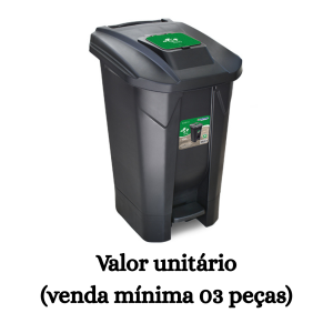 #ATACADO-VALOR UNITÁRIO P/3 PÇS-LIX PEDAL 120LTS PRETA C/RODA TP CLICK(TPA)- ARQPLAST