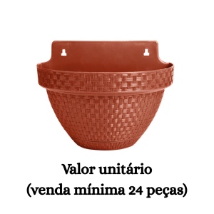 #ATACADO-VALOR UNITÁRIO P/24 PÇS-VASO DE PAREDE MEIA LUA RATTAN TERRA 3 LTS- ARQPLAST
