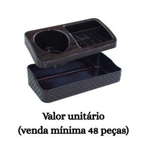 #ATACADO-VALOR UNITÁRIO P/48 PÇS-PORTA DETERGENTE ESPONJA SABAO RATTAN PRETO- ARQPLAST