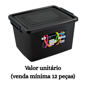 #ATACADO-VALOR UNITÁRIO P/12 PÇS-CAIXA ORG PRETA 20L-ARQPLAST