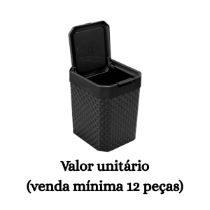 #ATACADO-VALOR UNITÁRIO P/12 PÇS-LIX PIA RATTAN CLICK PRETA 5L-ARQPLAST